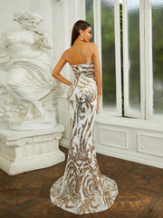 Strapless Backless Split Sequin Prom Dress RM20585