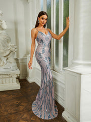 Open Back Lace Up Mermaid Sequin Prom Dress RA60069