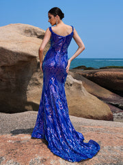 Sweetheart Split Blue Sequin Mermaid Dress GM00272