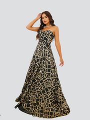 Strapless Geometric Sequin Evening Dress RM20832