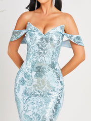 Strapless Floral Sequin Mermaid Evening Dress RH30457