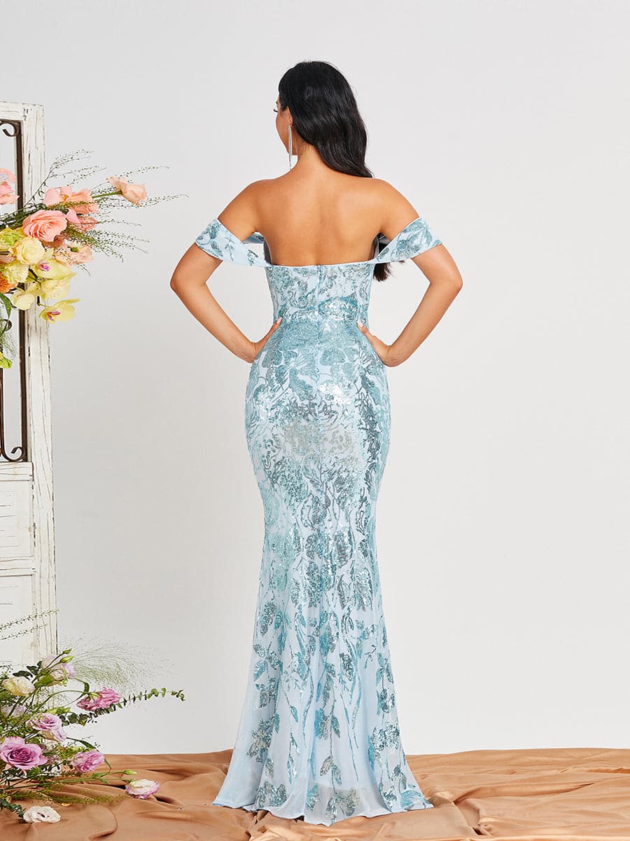 Strapless Floral Sequin Mermaid Evening Dress RH30457