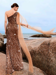 One Shoulder Maxi Sequin Dress GM00050