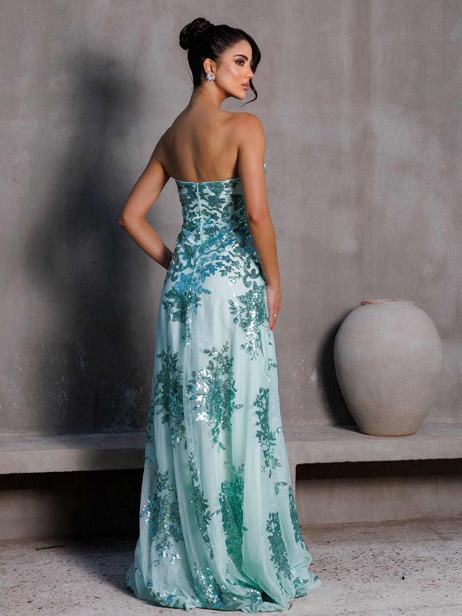 Strapless Sequin A-line Evening Dress RH308046