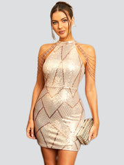 Sleeveless Sequin Bodycon Cocktail Dress M01081S