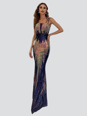 Sheath Sequin Gradient Spaghetti Formal Dress M0831