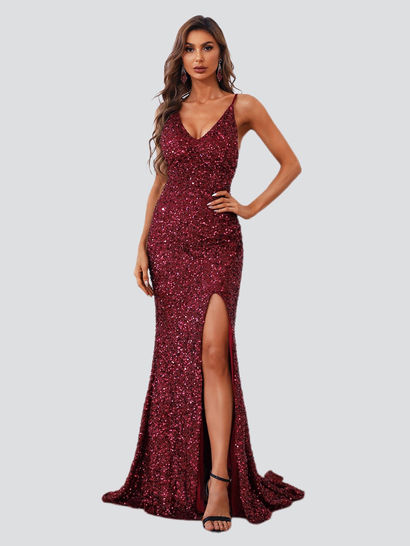 Spaghetti Straps Split Prom Dress XJ437