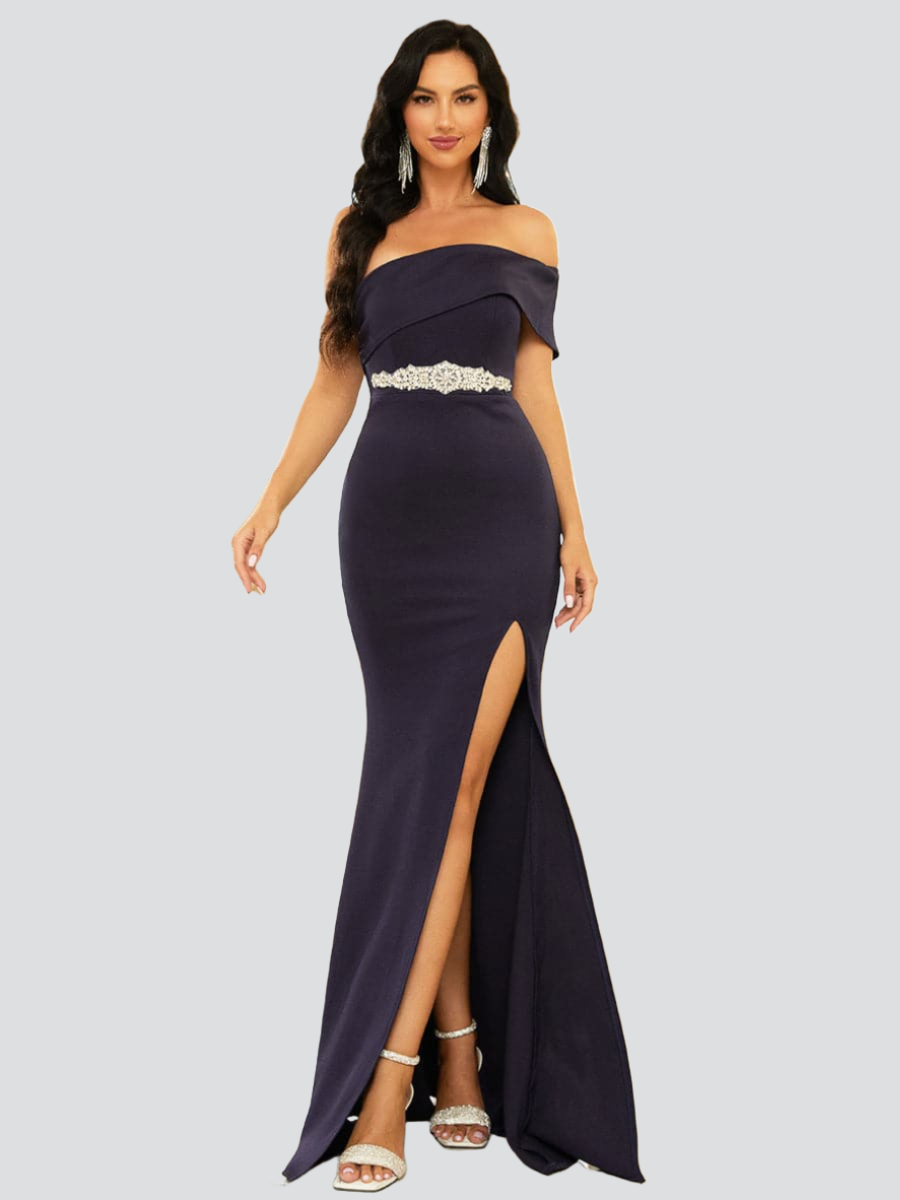 Off The Shoulder Split Prom Dress RJ10076