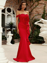 Off Shoulder Ruffled Evening Dress M02117