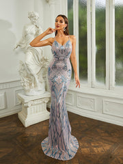 Open Back Lace Up Mermaid Sequin Prom Dress RA60069