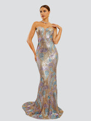 Strapless Abstrct Sequin Mermaid Dress RM20451