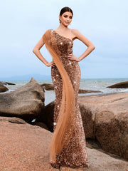 One Shoulder Maxi Sequin Dress GM00050